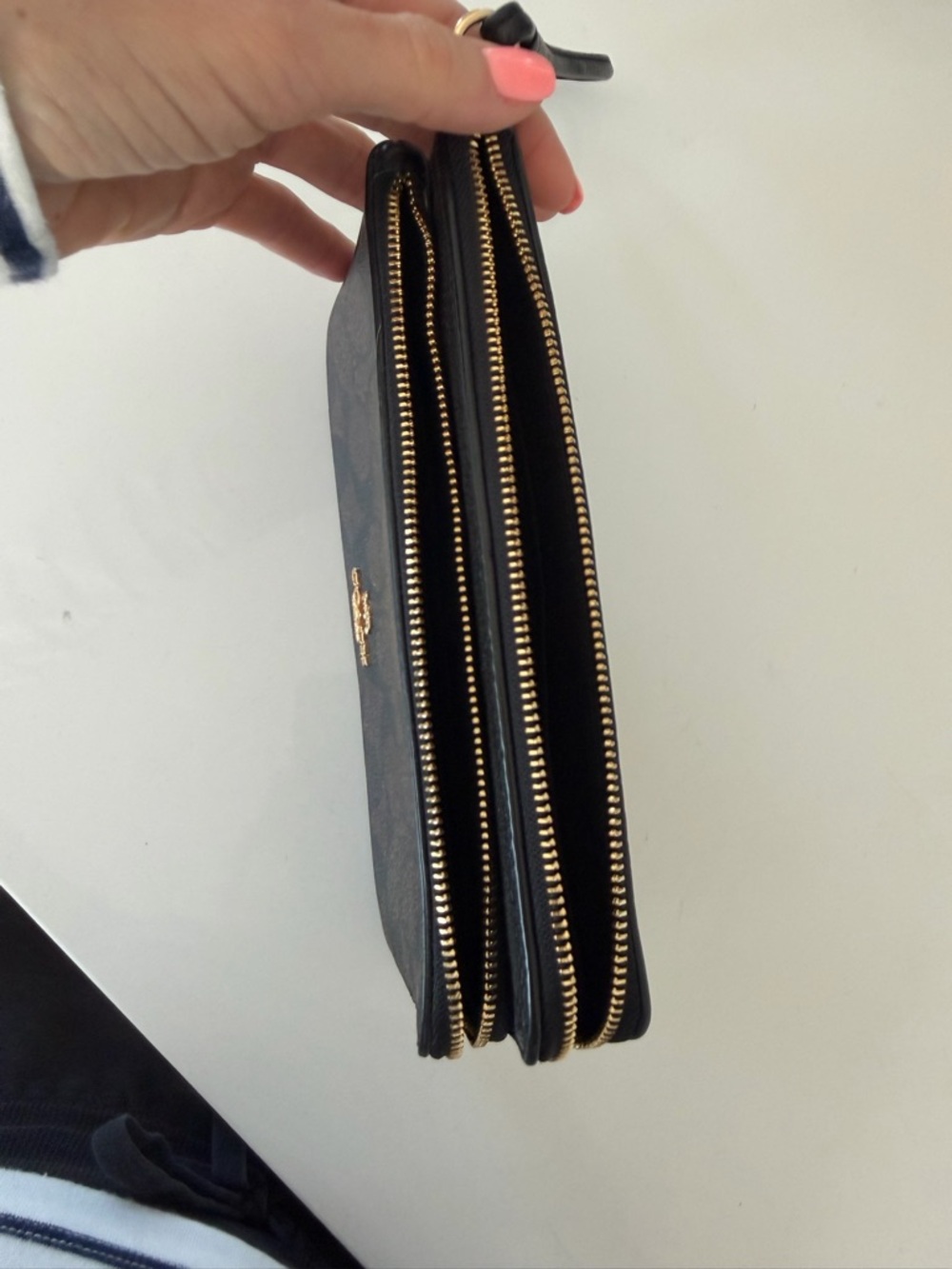 Coach Brown and Black Signature Double Zip Wristlet - Picture 5 of 5